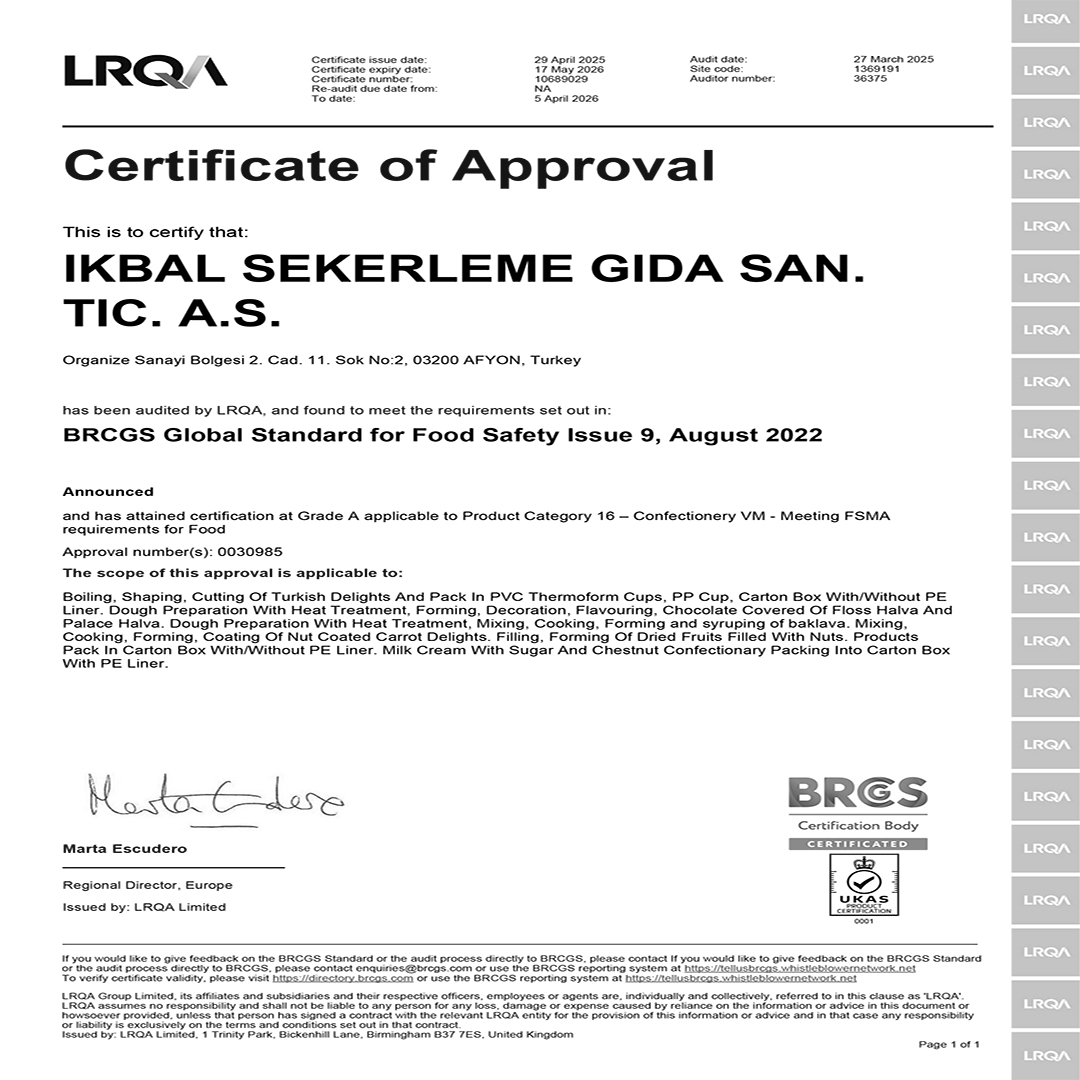 LRQA Certificate of Approval 